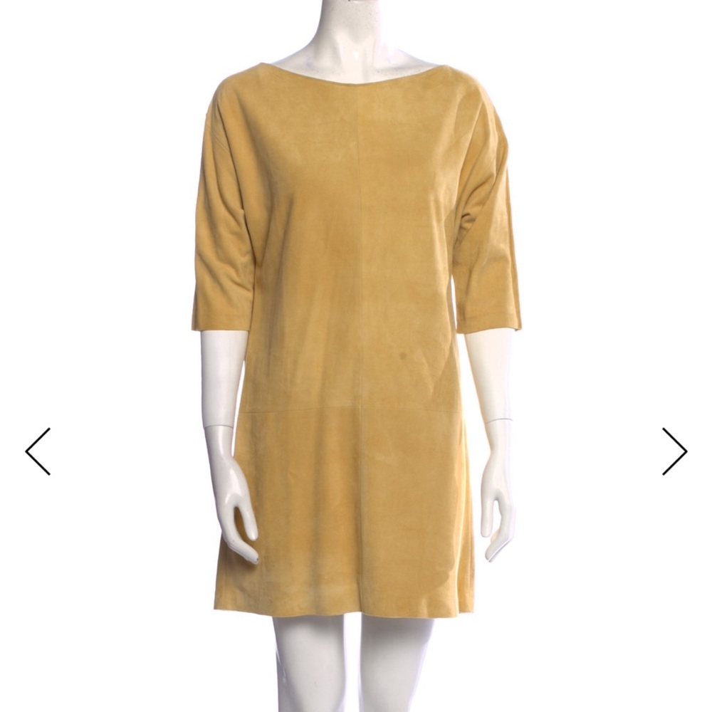 Maryam Nassir Zadeh Mustard Long Sleeve Dress Suede XS